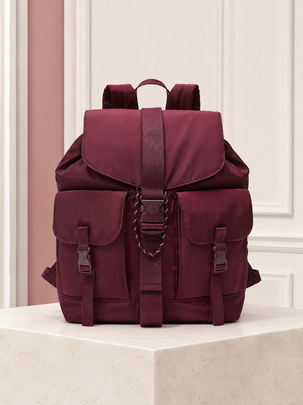 NWT Victoria's Secret PINK Nylon Cargo Backpack Wild Rose Burgundy Laptop